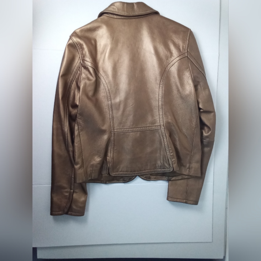 Vintage Pearlized Bronze Leather Jacket Charlie's Angels 80s Maximalist View 5
